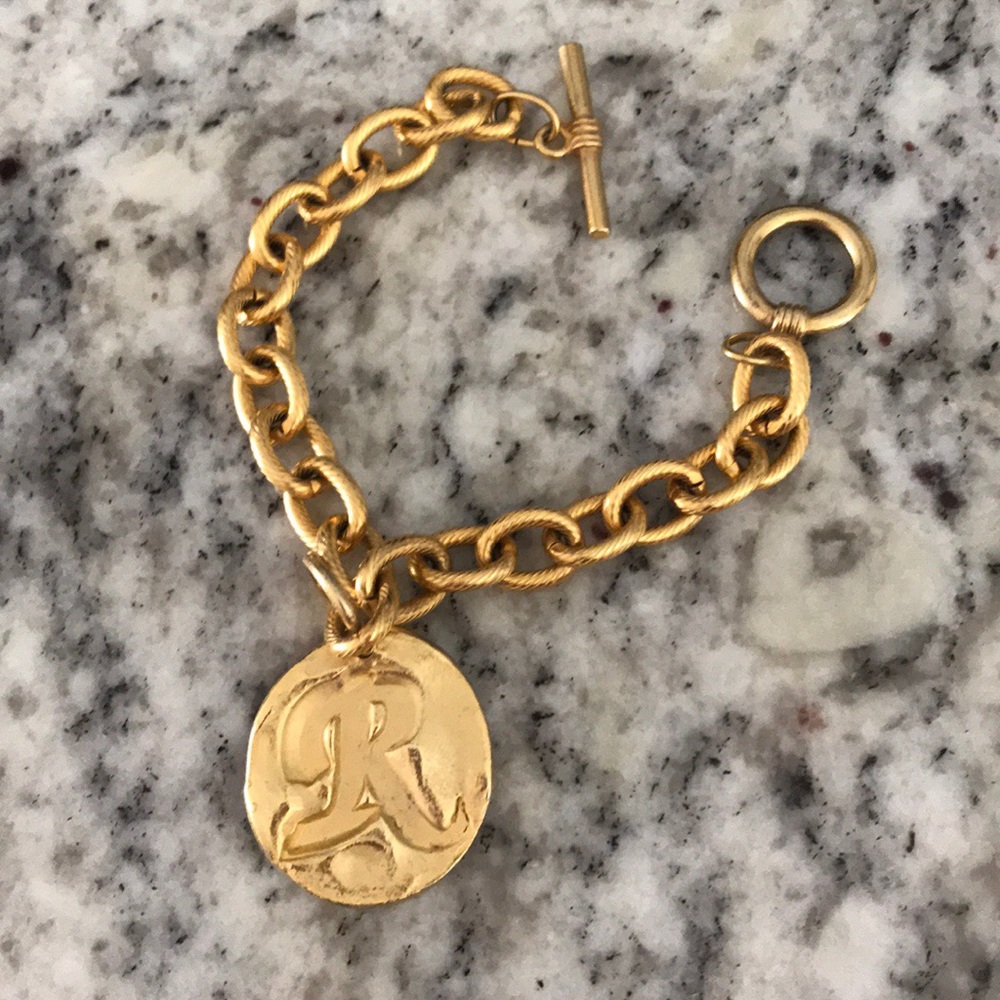 Gold “R” bracelet
